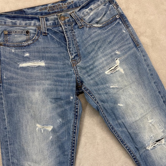 American Eagle Outfitters Other - American Eagle Jeans Men 32x34 Relaxed Straight Distressed Blue Denim Streetwear